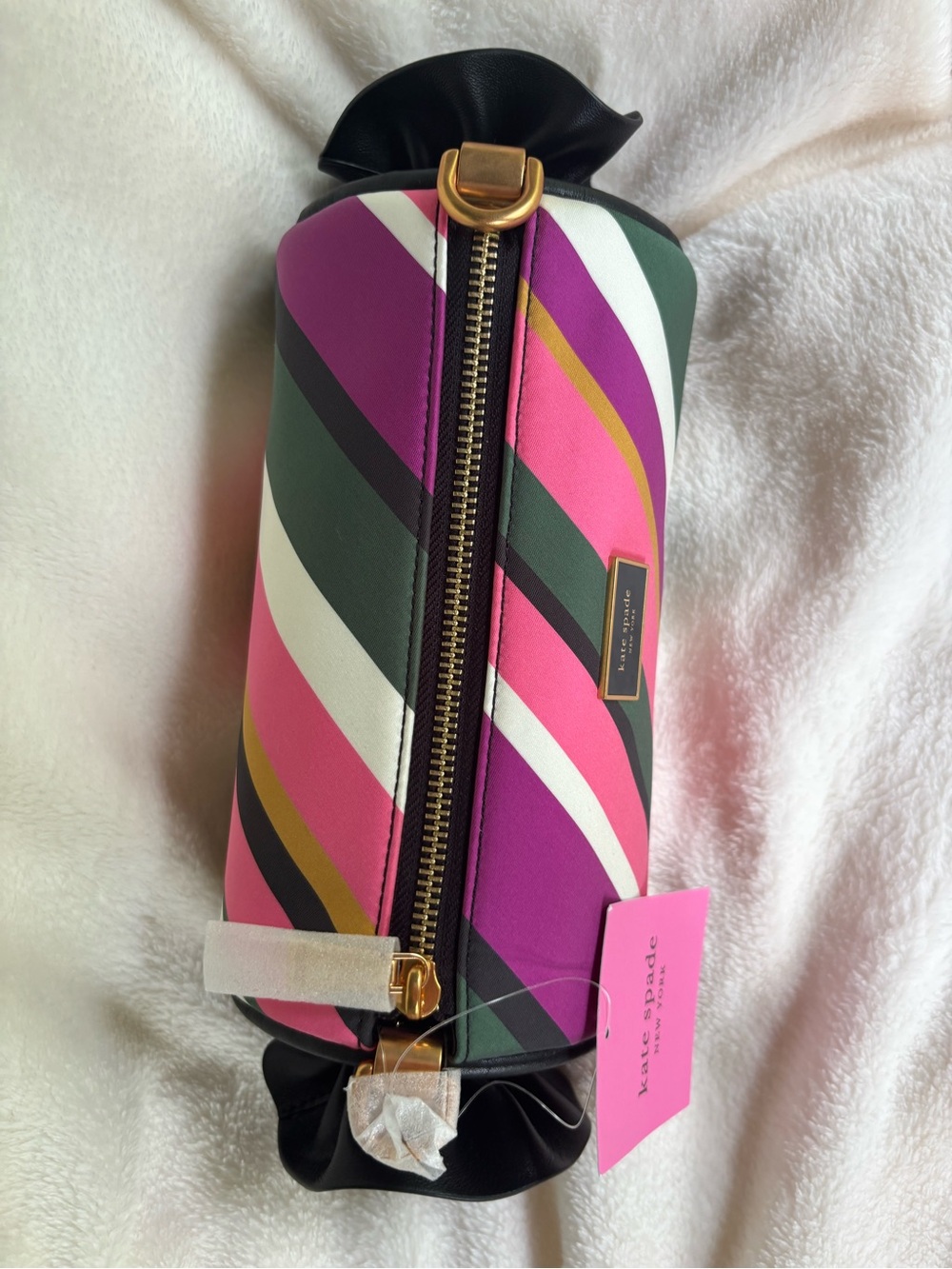 kate spade Sweet Treats Festive Multi Stripe Jacquard Small Barrel Bag - Picture 4 of 13